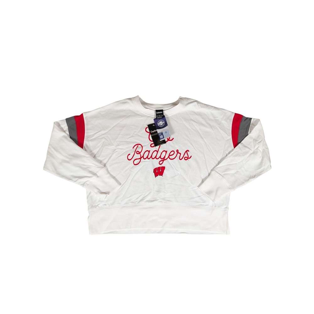 Wisconsin Badgers Sweatshirt Captivating Gray Red White Pullover College Medium‎